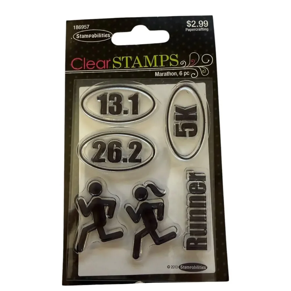Stampabilities 2013 6 Piece Running Marathon Card Making Clear Cling Stamps